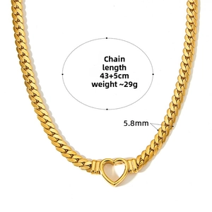 Detail view of 5.8mm gold Cuban link necklace with 43+5cm adjustable length specifications