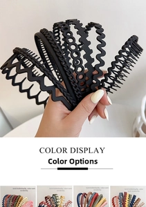 Detail view of non-slip resin headband with toothed grip design for secure hair styling