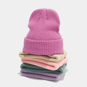 Bonnet En Tricot Acrylique À Revers Chaud Doux Hiver Unisexe Décontracté Extérieur