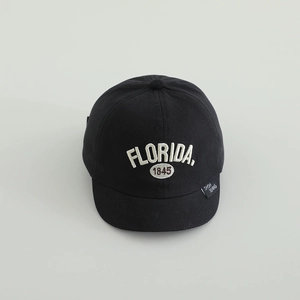 Schwarze Baseballkappe für Kinder mit Florida 1845 Stickerei und kurzem Schirm