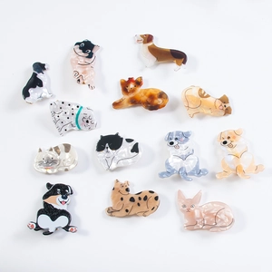 Fermagli per capelli e spille in acetato con 12 design unici di animali a cartoni animati