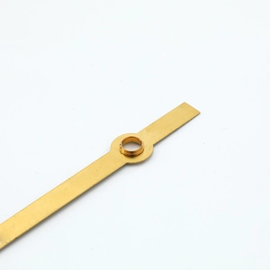 Minimalist quartz clock needles in matte gold finish with precision center hole design