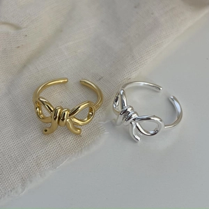 Minimalist 925 sterling silver bow knot open rings in gold and silver finishes