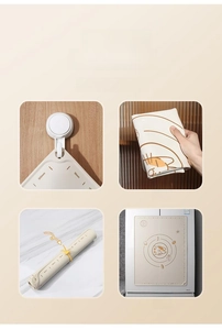 Detailed view showing hanging, folding, and rolling storage options for silicone pastry mat