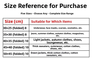 Size chart for frosted plastic shopping bags with gold trim showing five various dimensions