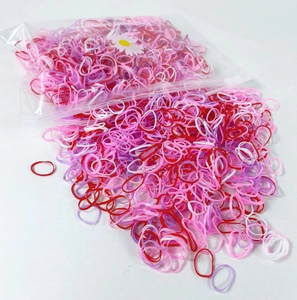 Colorful elastic hair bands for girls in a clear daisy pouch, large bulk set for styling