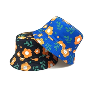 Lot de chapeaux bobs à fleurs pour enfants en noir et bleu pour soleil et sorties