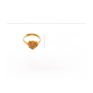 Detailed size chart for 24K gold plated flower ring with 3.6g weight and 2.4cm dimensions
