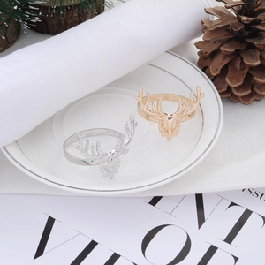 Alloy Reindeer Head Napkin Rings Elk Design Napkin Buckles For Christmas Wedding Holiday Dinner Table Decoration Elegant