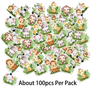Jungle animal themed confetti for baby shower party decoration featuring 100 colorful pieces