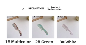 Detailed comparison of three marble-patterned acetate wide-tooth combs in various colors