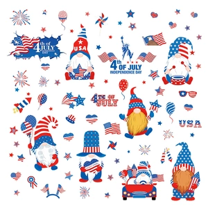 Independence Day gnome stickers featuring USA flags and fireworks for 4th of July decor
