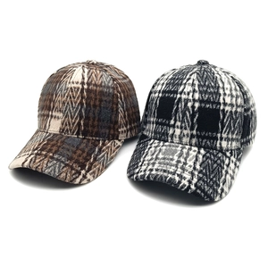 Retro plaid baseball cap for autumn winter featuring checkered and houndstooth patterns