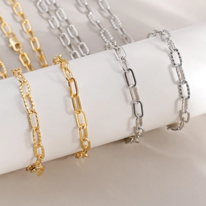 Paperclip Chain Necklace Copper 18K Gold Plated Minimalist Link Jewelry For Women Men Versatile Stylish Accessories