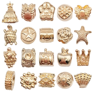 Alloy Large Hole Beads Charms Gold Plated Various Shapes Crown Heart Animals DIY Jewelry Making Accessories For Bracelets