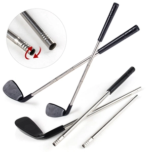 Club de golf télescopique portable avec manche en métal et poignée antidérapante