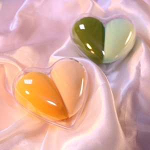Heart Shaped Storage Makeup Sponge Hydrophilic Polyurethane Soft Fine Slanted Foundation Blender Waterdrop Portable