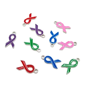 Colorful metal ribbon bow pendants for DIY jewelry making in various oil-dripped finishes