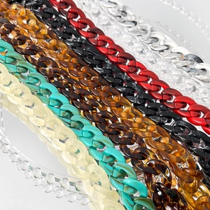 Multicolor acrylic link necklace chain for hip hop style in various transparent finishes