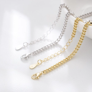 Bracciale a catena barbazzale in argento s925 con chiusura a moschettone oro e argento
