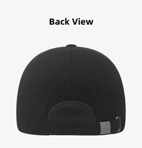 Back view of winter thermal baseball cap showing adjustable silver metal buckle