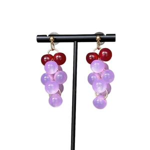 Boucles d'oreilles bohèmes vintage en forme de raisin avec perles violettes et crochets dorés