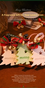 Three-color plaster aroma ornaments with Christmas tree shapes and red plaid bows