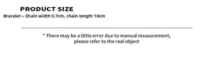 Size chart for 18k gold chain bracelet showing 0.7cm width and 18cm length specifications