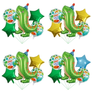 Dinosaur Party Balloon Set Aluminum Foil Cartoon Dino Star Round Foil Balloons Kids Birthday Party Decorations Set Accessories