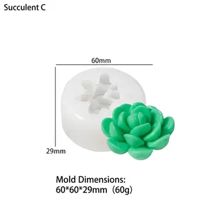 Gedetailleerde siliconen mal voor vetplanten, 60x29mm voor kaarsen en giethars
