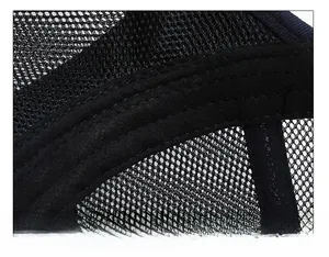 Detail of moisture-wicking sweatband and breathable mesh fabric on trucker hat