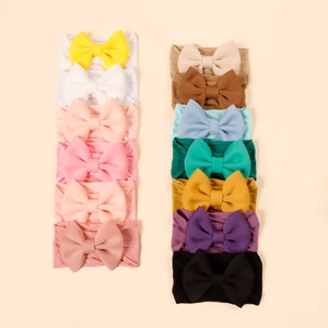 Baby Headbands Nylon Soft High Elastic Hair Bands With 3D Double Layer Bow For Newborn Infant Toddler Girls