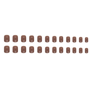 Set of 24 matte caramel brown press-on nails in various sizes for a minimalist look