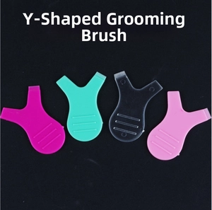 Close-up of Y-shaped lash lift brushes in pink, green, clear, and rose silicone colors