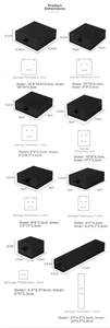 Detailed size chart for various drawer-style kraft jewelry boxes with sponge inserts