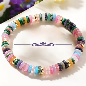 Bohemian Beaded Bracelet With Colorful Semi Precious Gemstone Abacus Beads And Gold Alloy Spacers For Women Retro Trendy