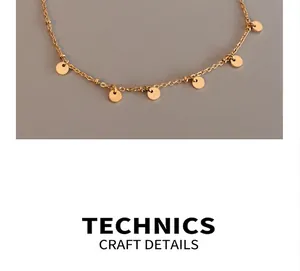 Λήψη macro από αλυσίδα ποδιού από ατσάλι 18k με γυαλισμένους στρογγυλούς δίσκους