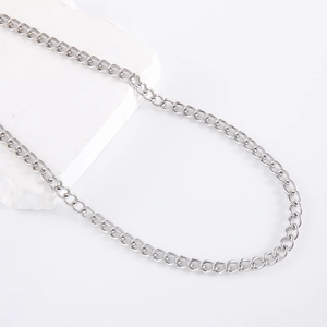 6mm silver stainless steel chain necklace for men with polished interlocking links