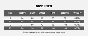 Guide des tailles détaillé pour robe courte ajustée avec mesures du S au XL en cm