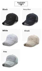 Detail of breathable mesh stitching and contrast piping on the outdoor baseball cap