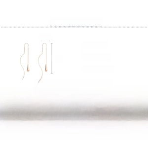 Detail specifications for long teardrop tassel earrings in rose gold finish alloy