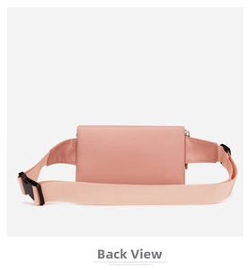 Back view of pink waterproof oxford waist bag with adjustable strap and zipper