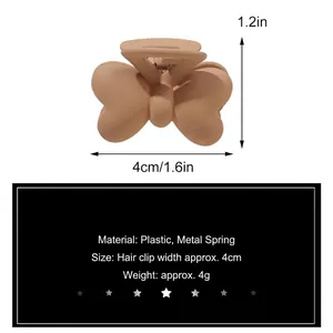 Matte butterfly hair claw clip in beige color with 4cm by 3cm size measurements