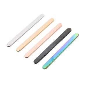 Five colored stainless steel ring blanks in silver, gold, rose gold, black, and rainbow