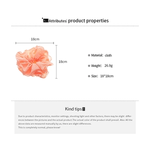 Detailed product size guide for large ruched fabric hair scrunchie with 18x18cm dimensions