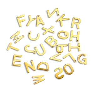 Golden stainless steel A-Z alphabet charms for DIY jewelry making and necklace crafts