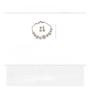 Detail view of rhinestone necklace set specifications including material and size metrics