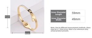 Size chart showing 59mm length and 49mm width dimensions for the rhinestone bangle