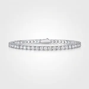 925 Sterling Silver Moissanite Tennis Bracelet For Women Men D Color Moissanite Inlaid Round Geometric Chain Bracelet Jewelry Gift