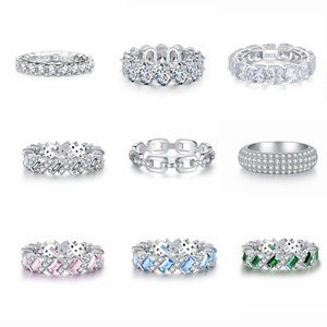 Collection of S925 sterling silver rings with colorful 5A zircon stones in various designs